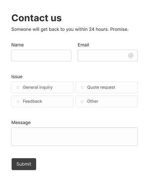 Thumbnail of a contact us form template