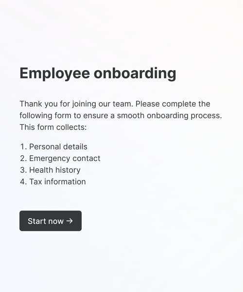 Thumbnail of a employee onboarding form form template