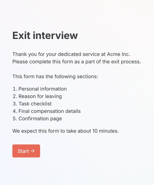 Thumbnail of a exit interview form form template