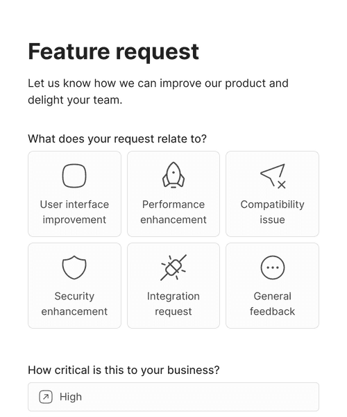Thumbnail of a feature request form form template