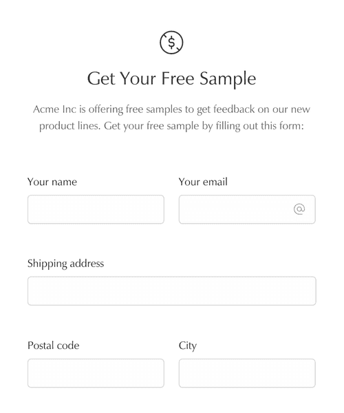 Thumbnail of a free sample request form form template