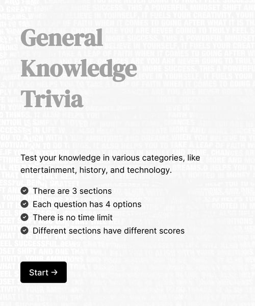 Thumbnail of a general knowledge trivia form template
