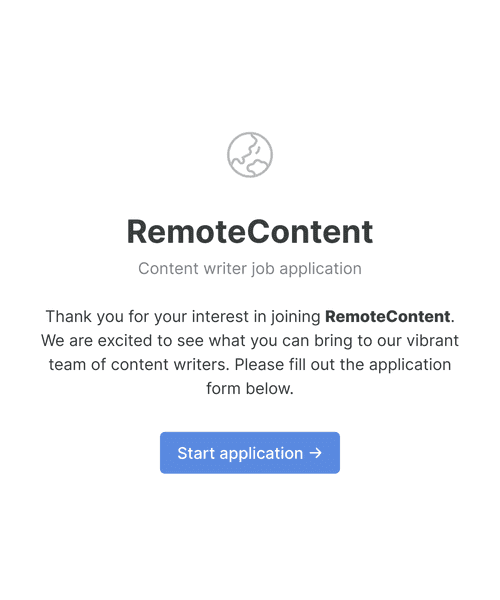 Thumbnail of a remote work application form form template