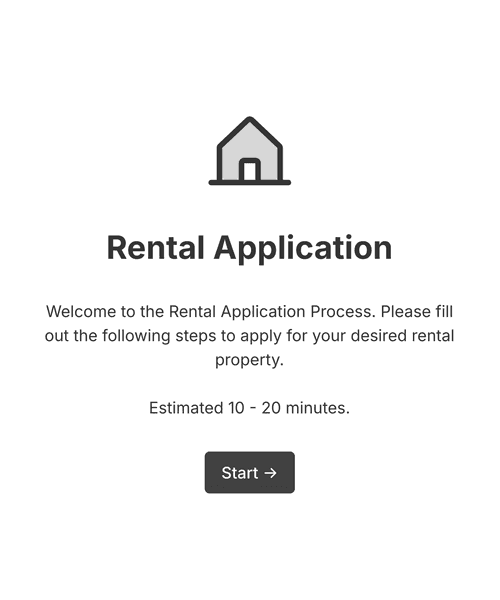 Thumbnail of a rental application form form template