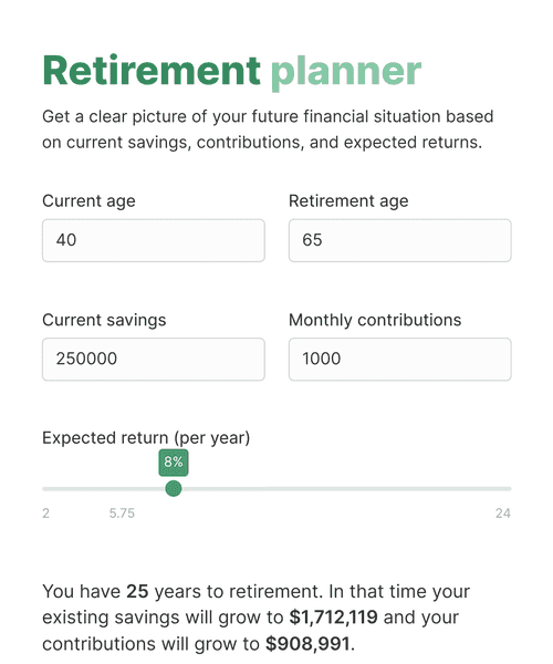 Thumbnail of a retirement savings calculator form template