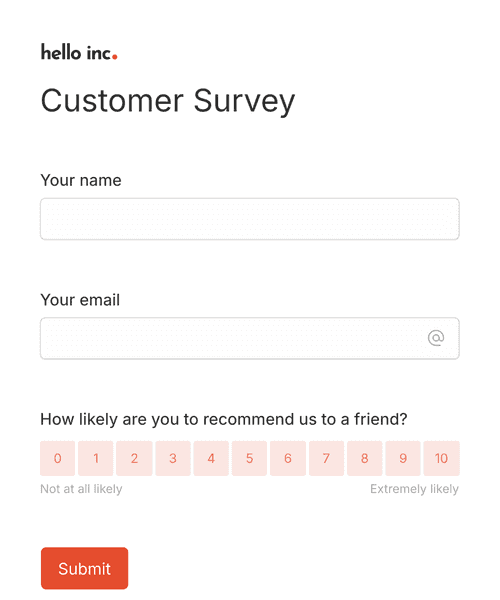 Thumbnail of a salesforce nps® survey form template