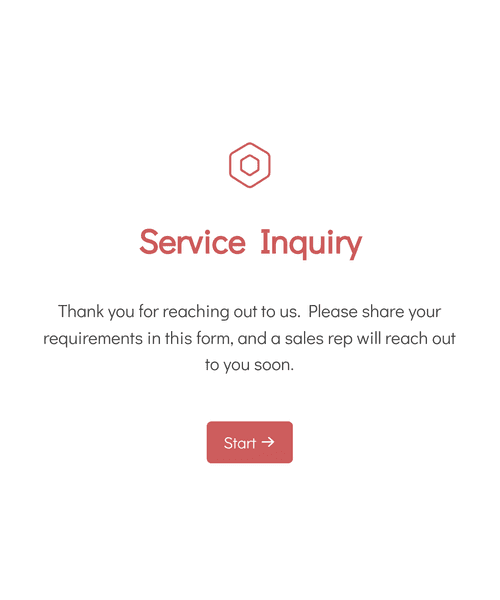 Thumbnail of a service inquiry form form template