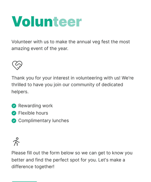 Thumbnail of a volunteer application form form template