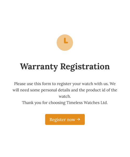 Thumbnail of a warranty registration form template